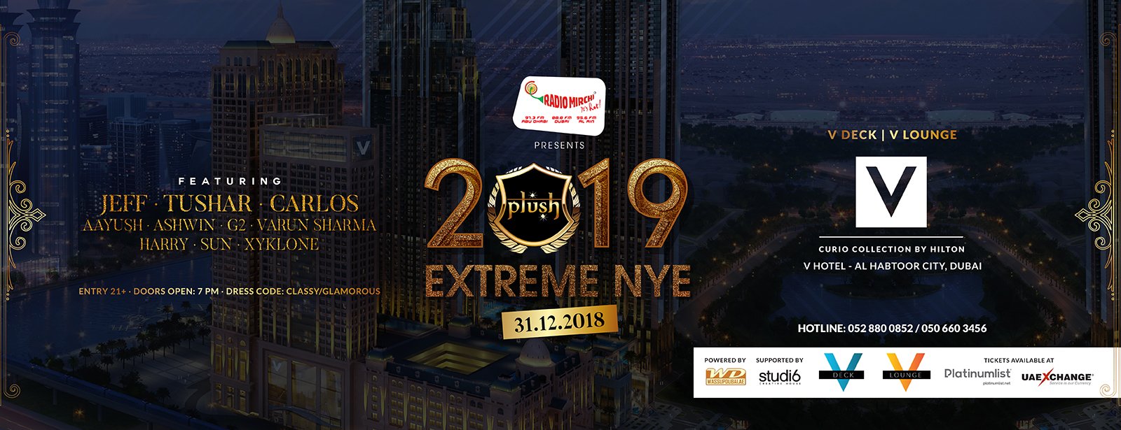 Plush Extreme NYE 2019 at the V Hotel Dubai - Coming Soon in UAE   