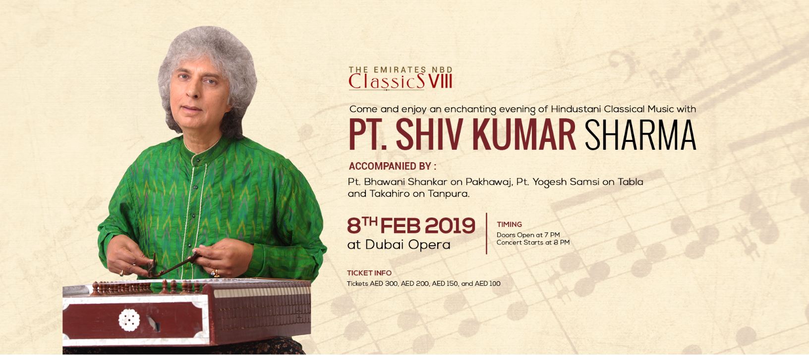 Pt. Shiv Kumar Sharma at Dubai Opera - Coming Soon in UAE   