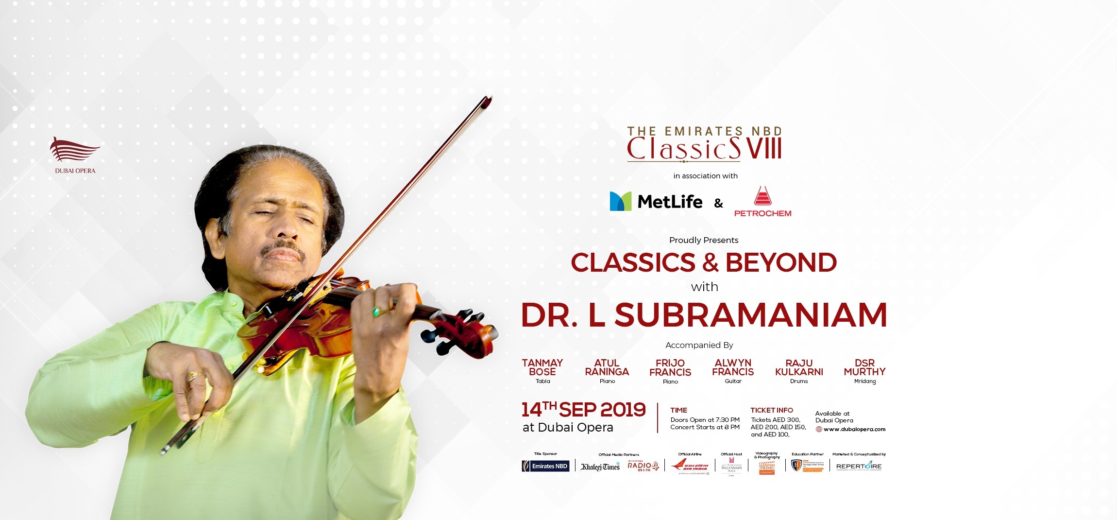 Dr. L Subramaniam Concert at Dubai Opera - Coming Soon in UAE   